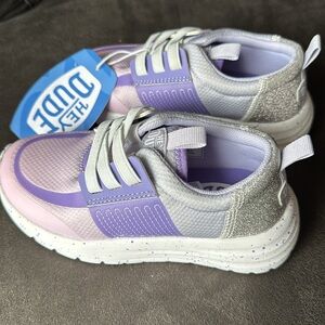 Girls HEYDUDE Pink Lilac Ombre Silver Little Kids Cute Sz 12 NWT Hey Dudes